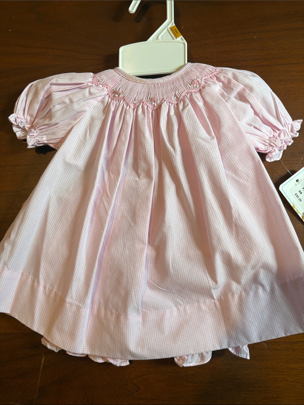 Petit Ami Pink Gingham Smocked Baby Dress